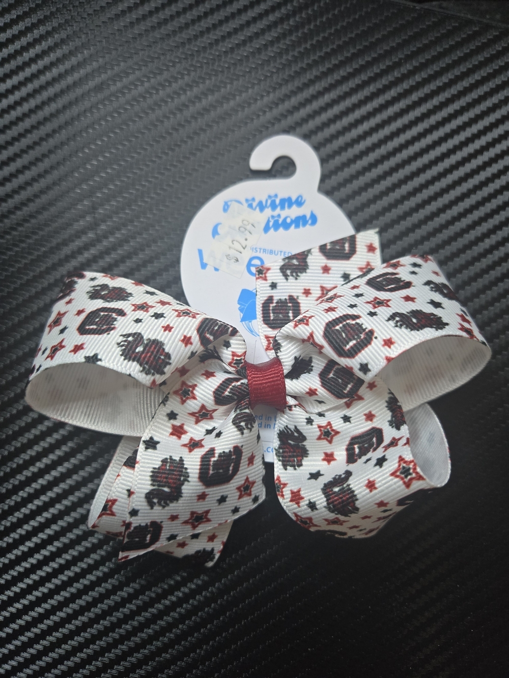 Red and White Star Hair Bow